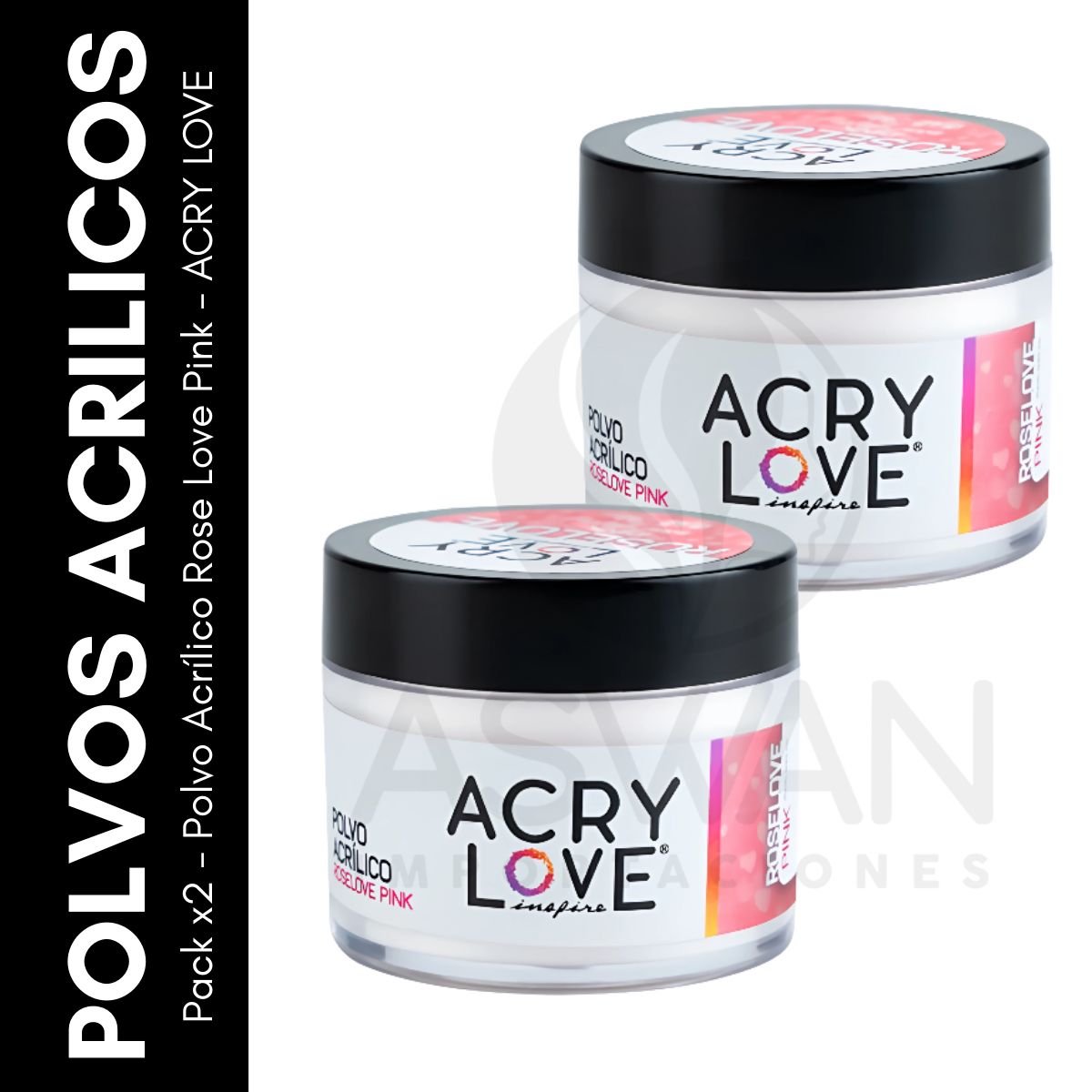 GENERICO - Pack x2 - Polvo Acrílico Rose Love Pink - ACRY LOVE
