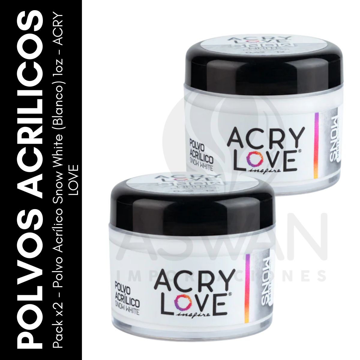 GENERICO - Pack x2 - Polvo Acrílico Snow White 1oz - ACRY LOVE