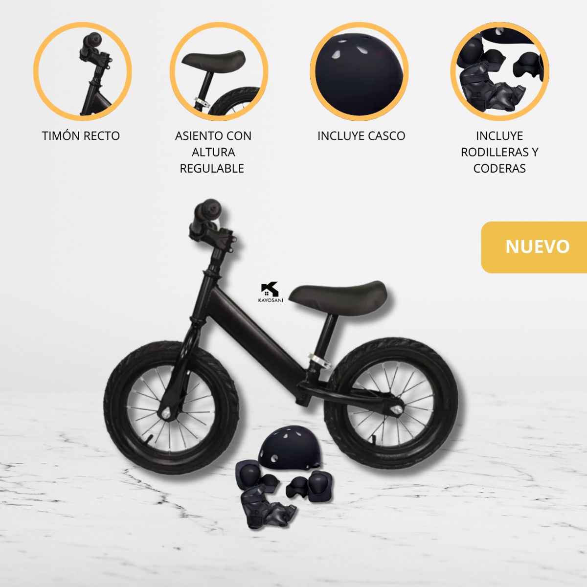 CUZKA - Bicicleta de Equilibrio con Accesorios «BALANCE PRO» Black