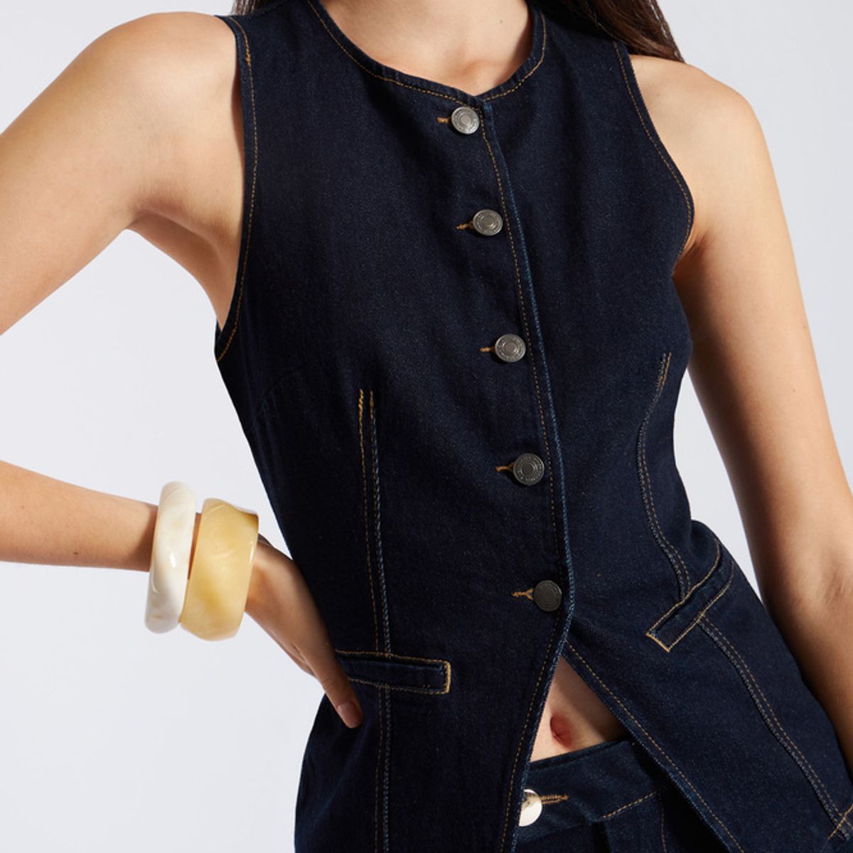 LUVARO - Chaleco Denim Slim