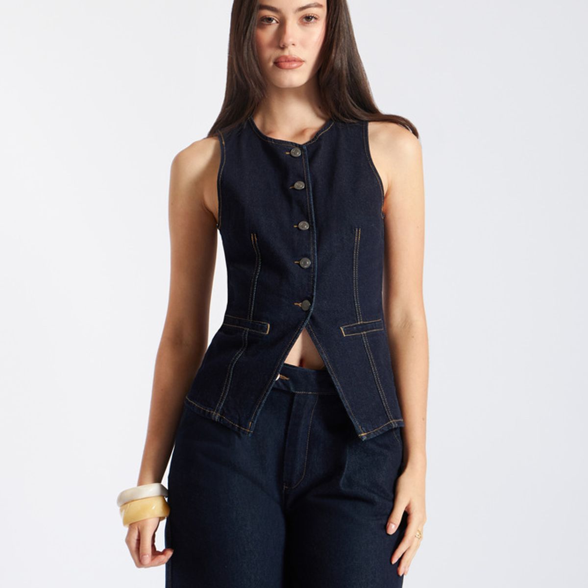 LUVARO - Chaleco Denim Slim