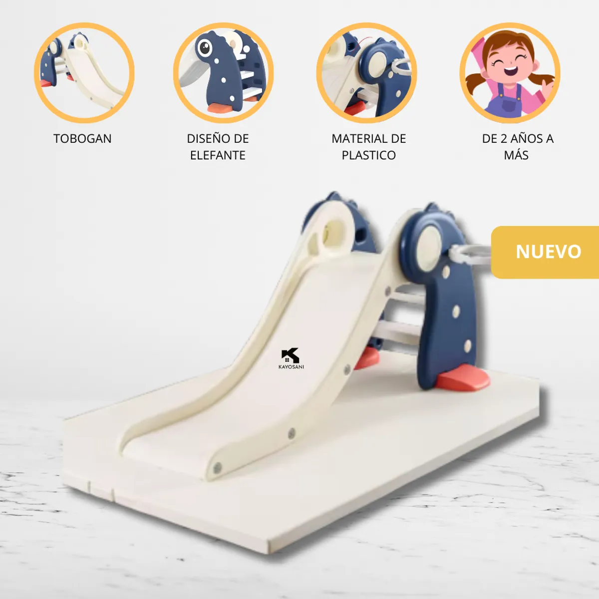 CUZKA - Tobogán con Aro de Baloncesto para Niños «VALANGA» Blue