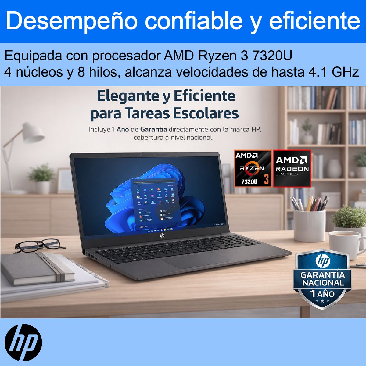 HP - Laptop HP 255 G10 (15.6″ HD) con AMD Ryzen 3, 8 GB RAM y 256 GB SSD