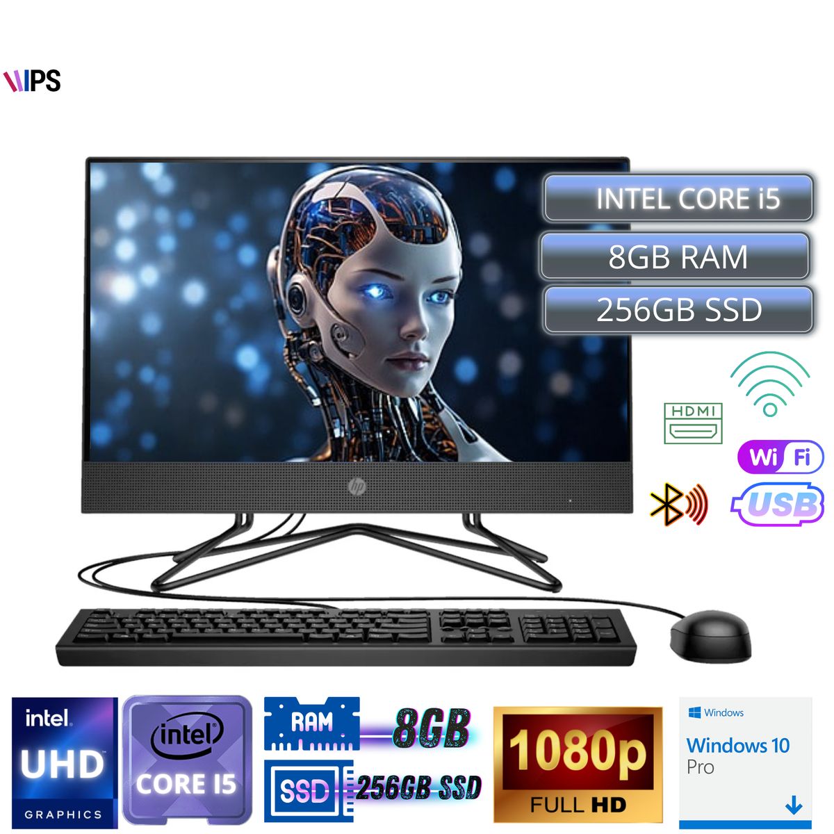 HP - All In One HP 215 FHD Intel Core i5 256gb ssd 8GB RAM - Potencia y Elegancia para tu Oficina