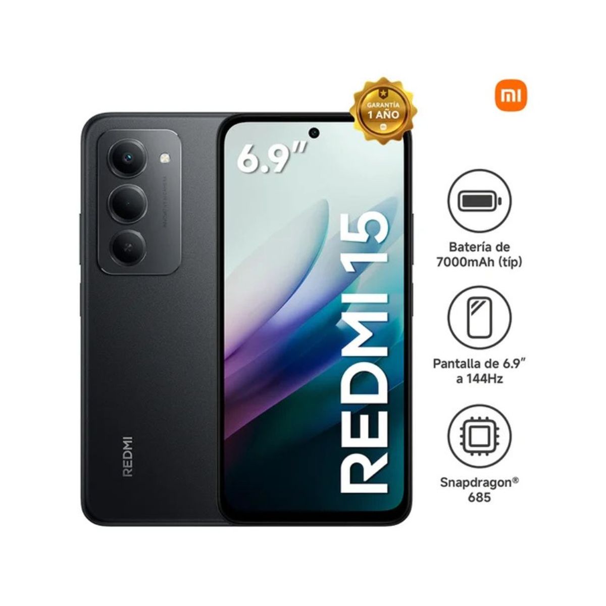 XIAOMI - Celular Xiaomi Redmi 15 8GB RAM 256GB ROM Midnight Black