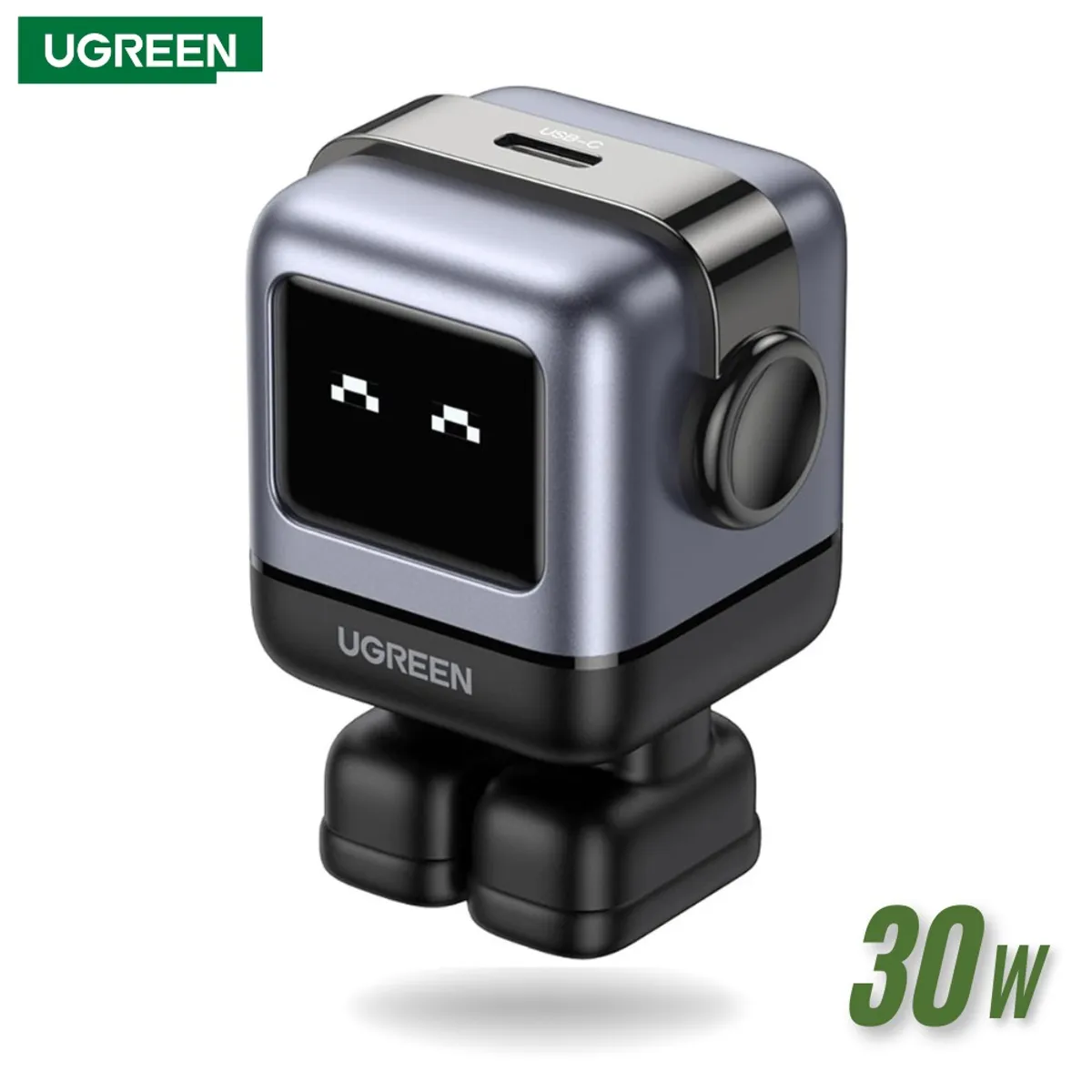 UGREEN - CARGADOR ROBOT UGREEN UNO 30W GAN FAST CHARGER NEGRO