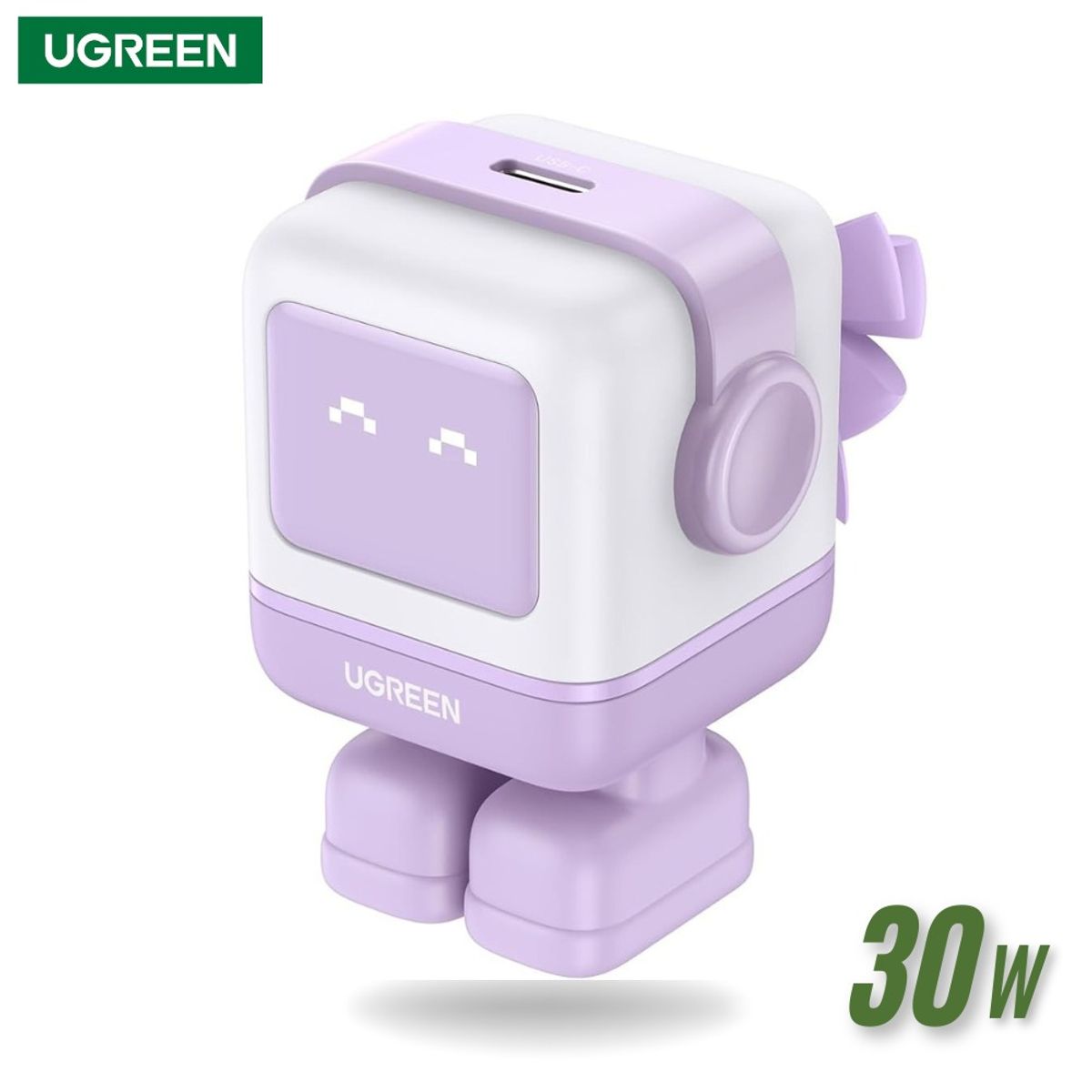 UGREEN - CARGADOR ROBOT UGREEN UNO 30W GAN FAST CHARGER PURPURA