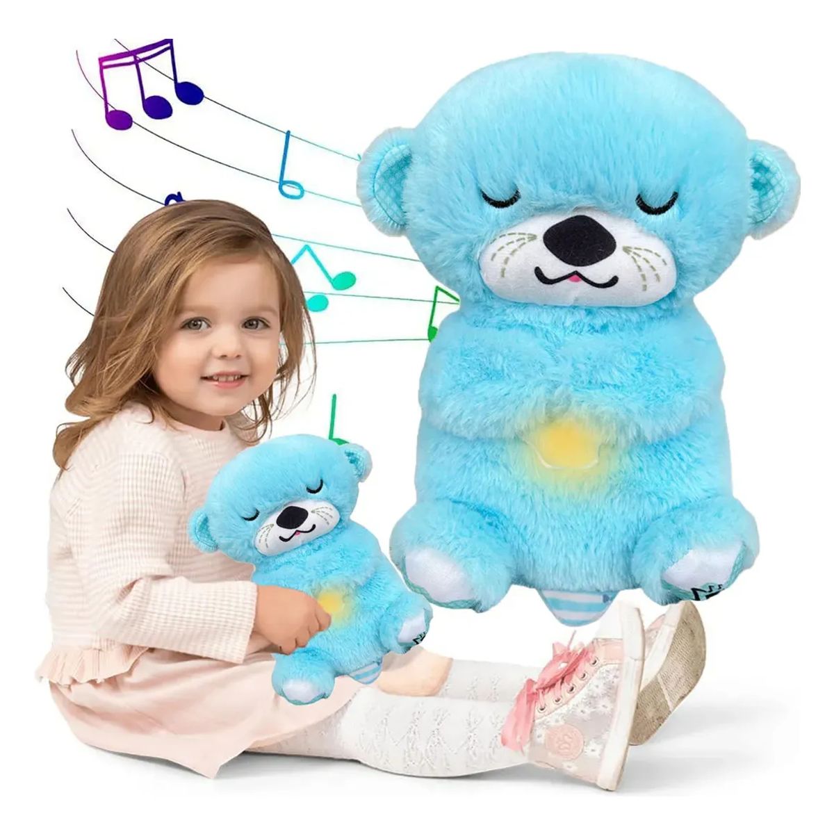 GENERICO - Nutria Peluche Juguetes Bebes Con Respiración De Luz Musical  color celeste