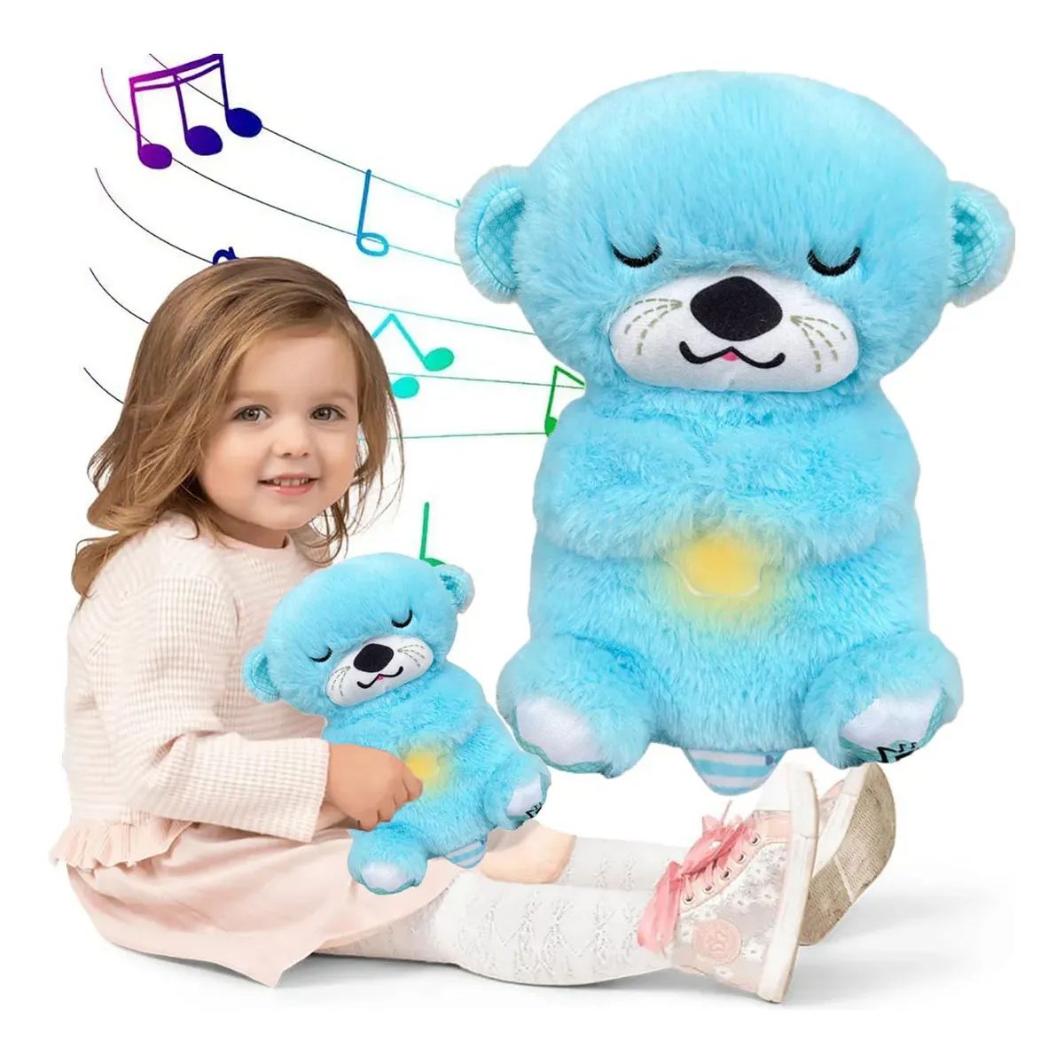 GENERICO - Nutria Peluche Juguetes Bebes Con Respiración De Luz Musical  color celeste