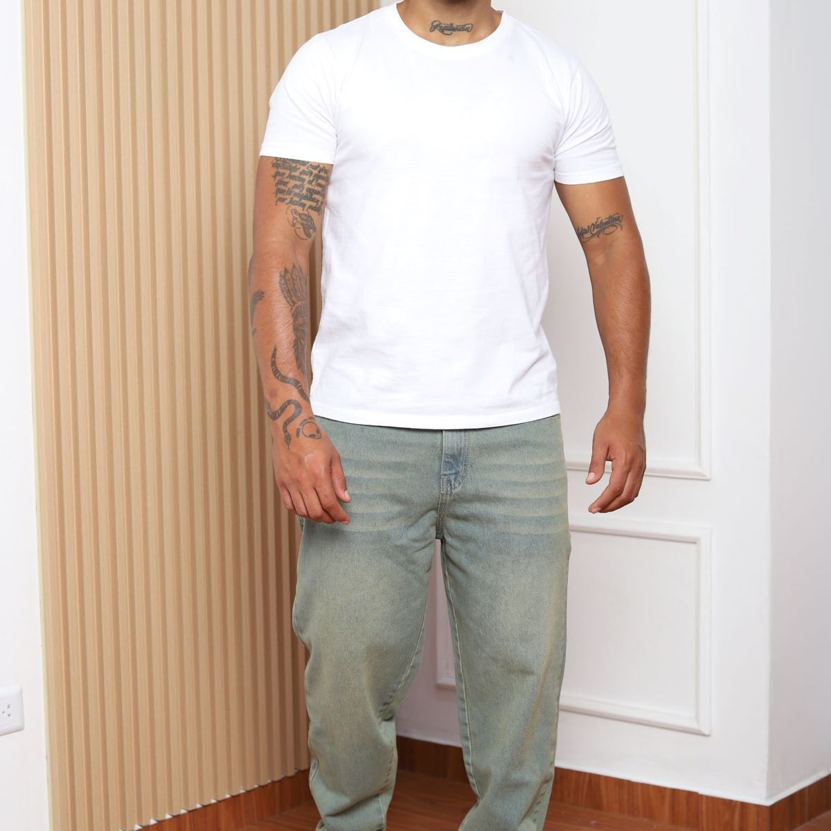 QH - Pantalón Mom Fit de Denim 100% Algodón para Hombre