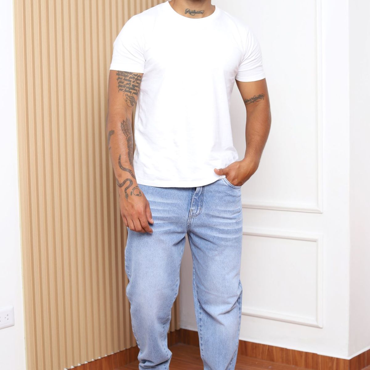 QH - Pantalón Mom Fit de Denim 100% Algodón para Hombre