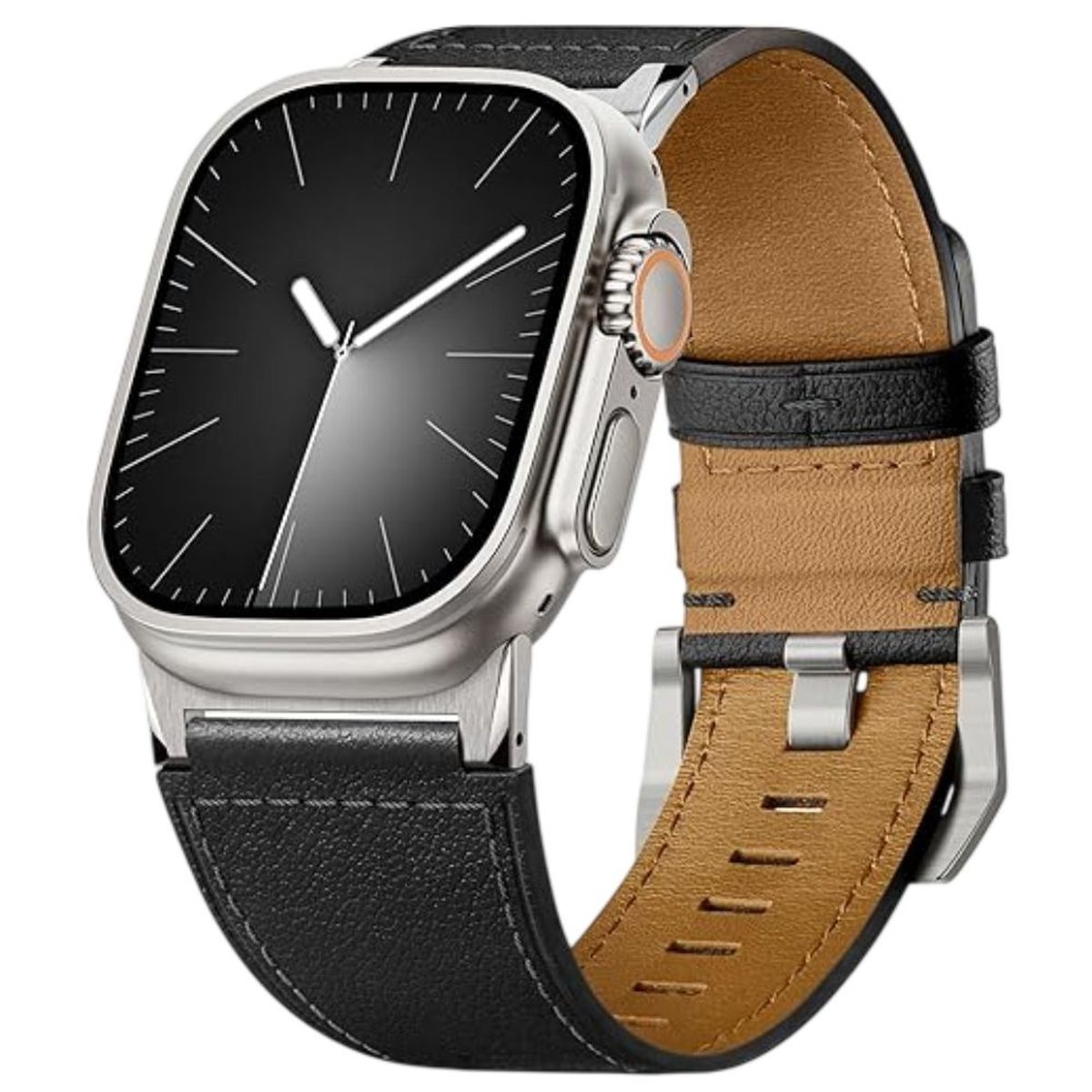 SUITISBEST - Correa De Cuero Para Apple Watch Ultra Suitisbest Clasico Negro