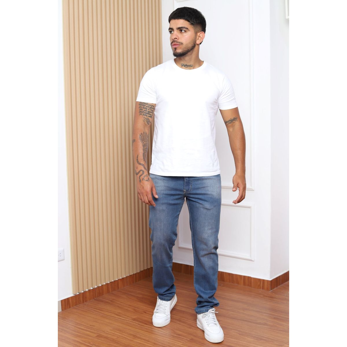 QH - Pantalón Semi Pitillo Hombre  Denim Confort