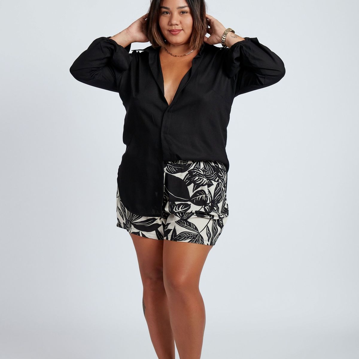 MISS LADY - Blusa Básica de Lino Mujer