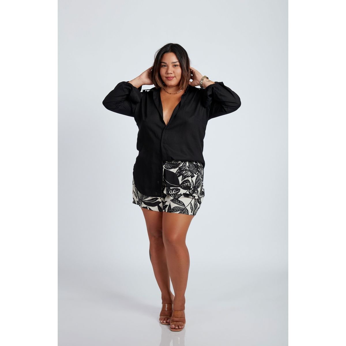 MISS LADY - Blusa Básica de Lino Mujer