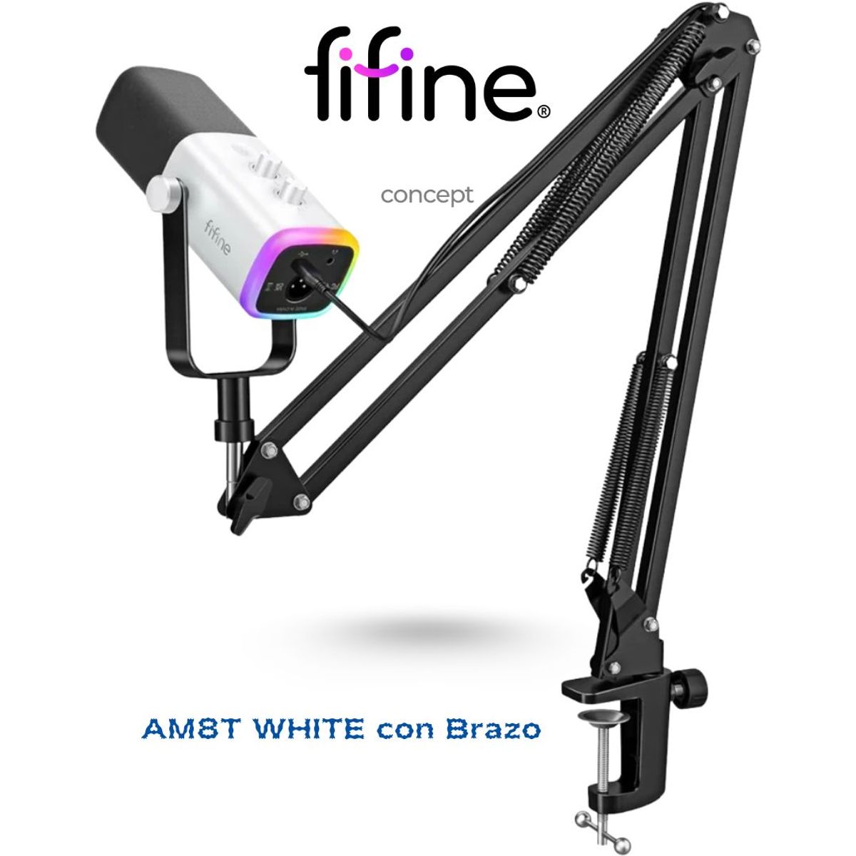 FIFINE - Micrófono Fifine AM8T WHITE con Brazo