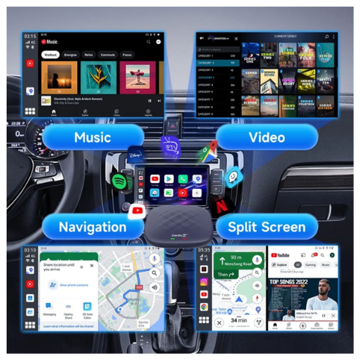 GENERICO - Ai Box Carlinkit Plus 8gb Ram + 128gb Rom Azul Carplayer