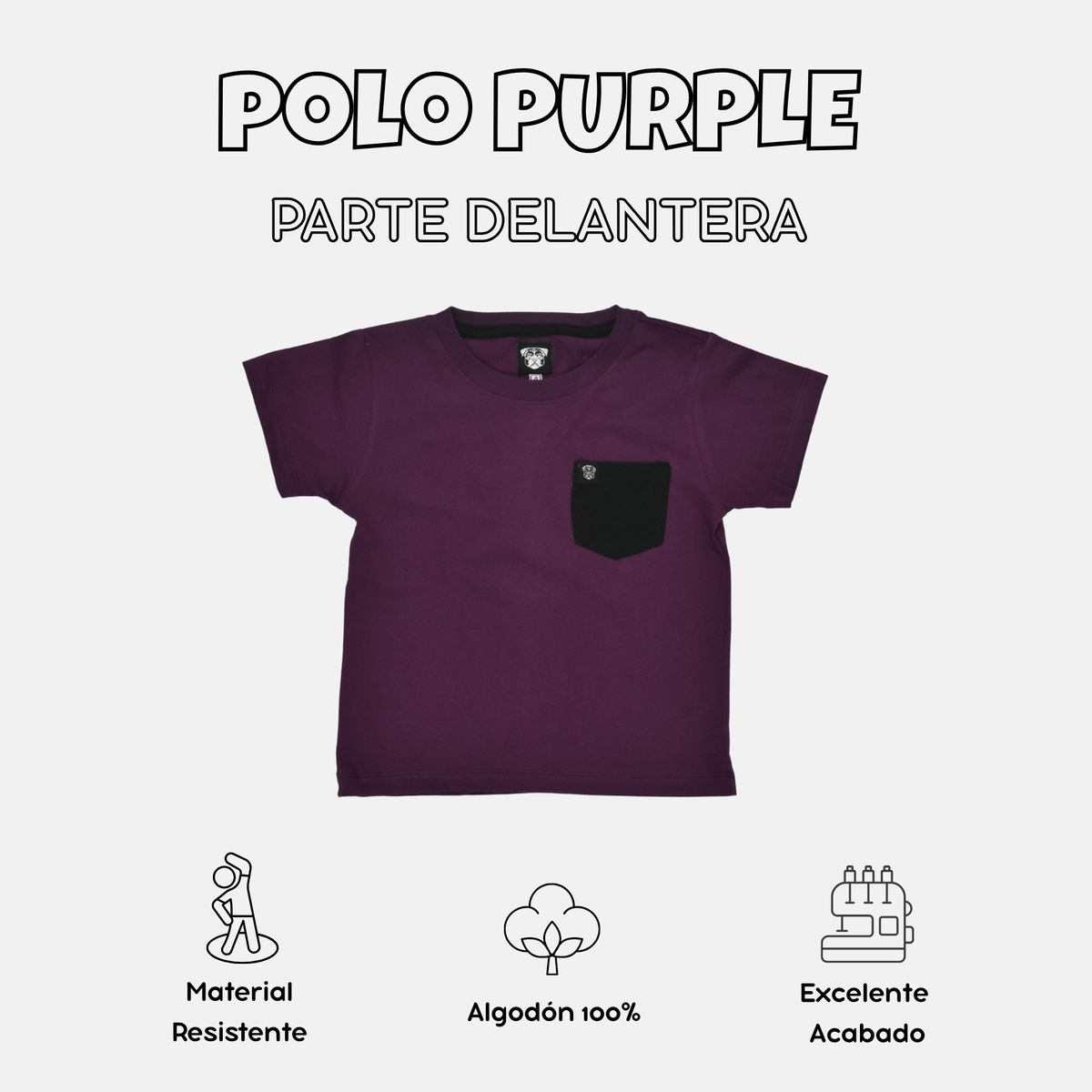 YONISTERS CLOTHING - Polo Casual Niño Morado 100% Algodón Diseño Clásico con Bolsillo Yonisters Clothing Kids