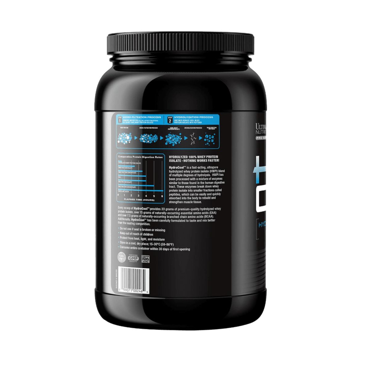 ULTIMATE NUTRITION - Hydrocool 3 LB Proteina Hidrolizada - Chocolate Crema + Portaproteina