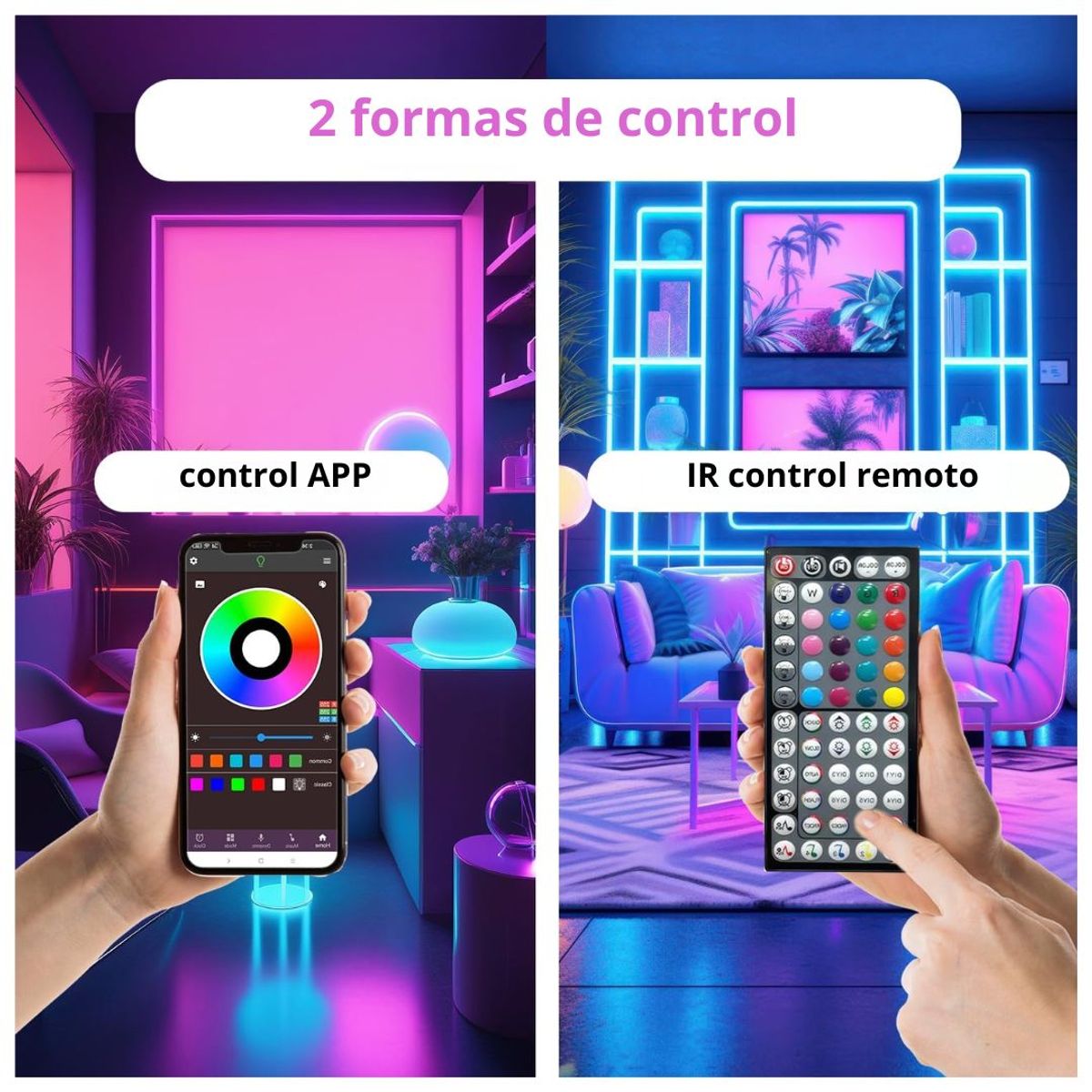 GENERICO - Tira LED RGB Bluetooth 10 m con App, Control Remoto, Modo Música y Brillo Regulable