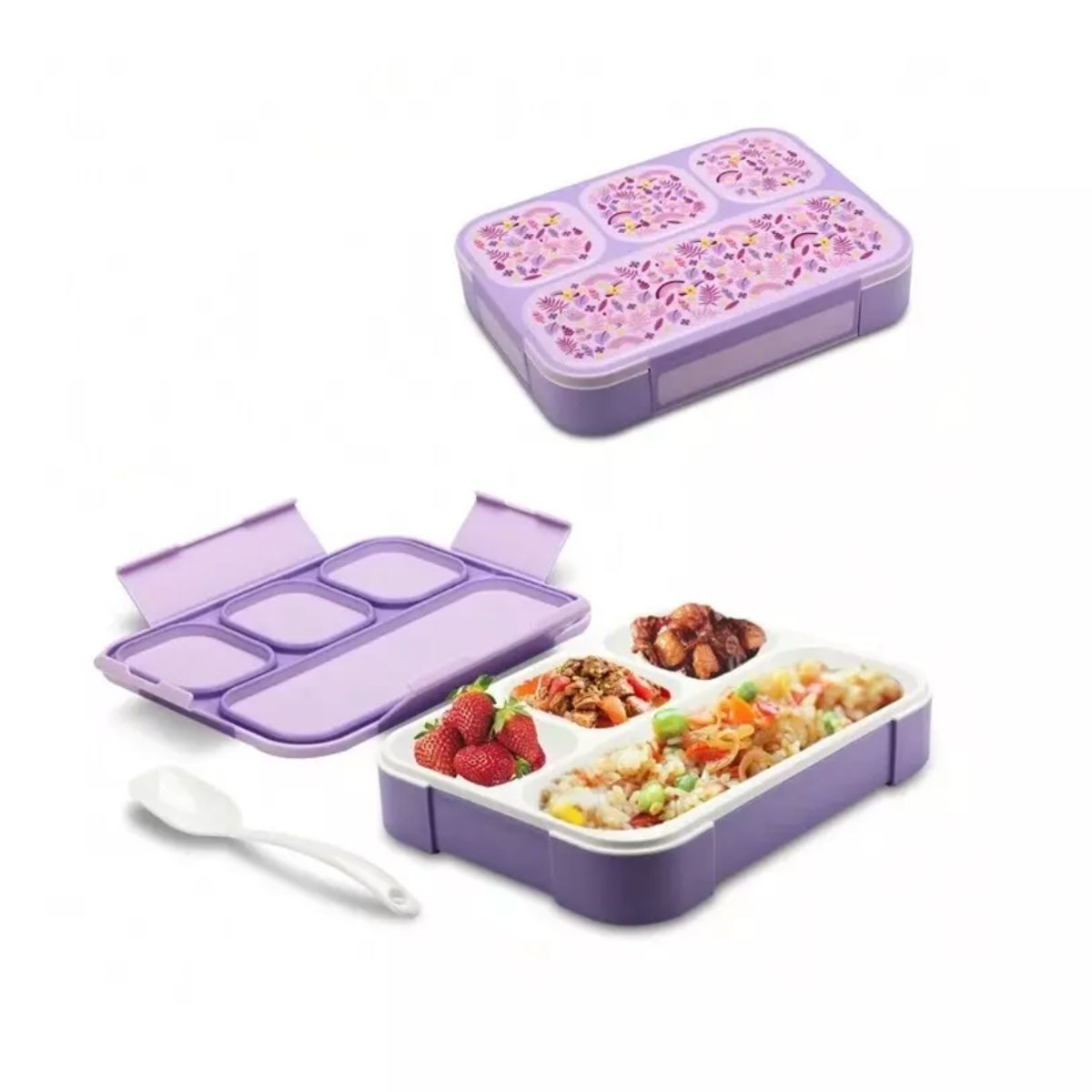 GENERICO - LONCHERA HERMÉTICA 4 COMPARTIMIENTOS + CUBIERTO