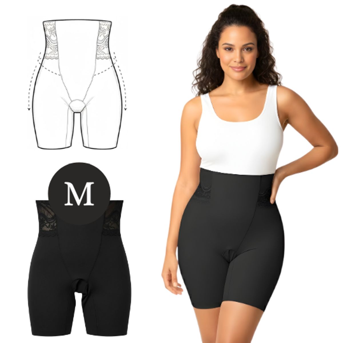 GENERICO - Faja Moldeadora tipo Short Negro Talla M