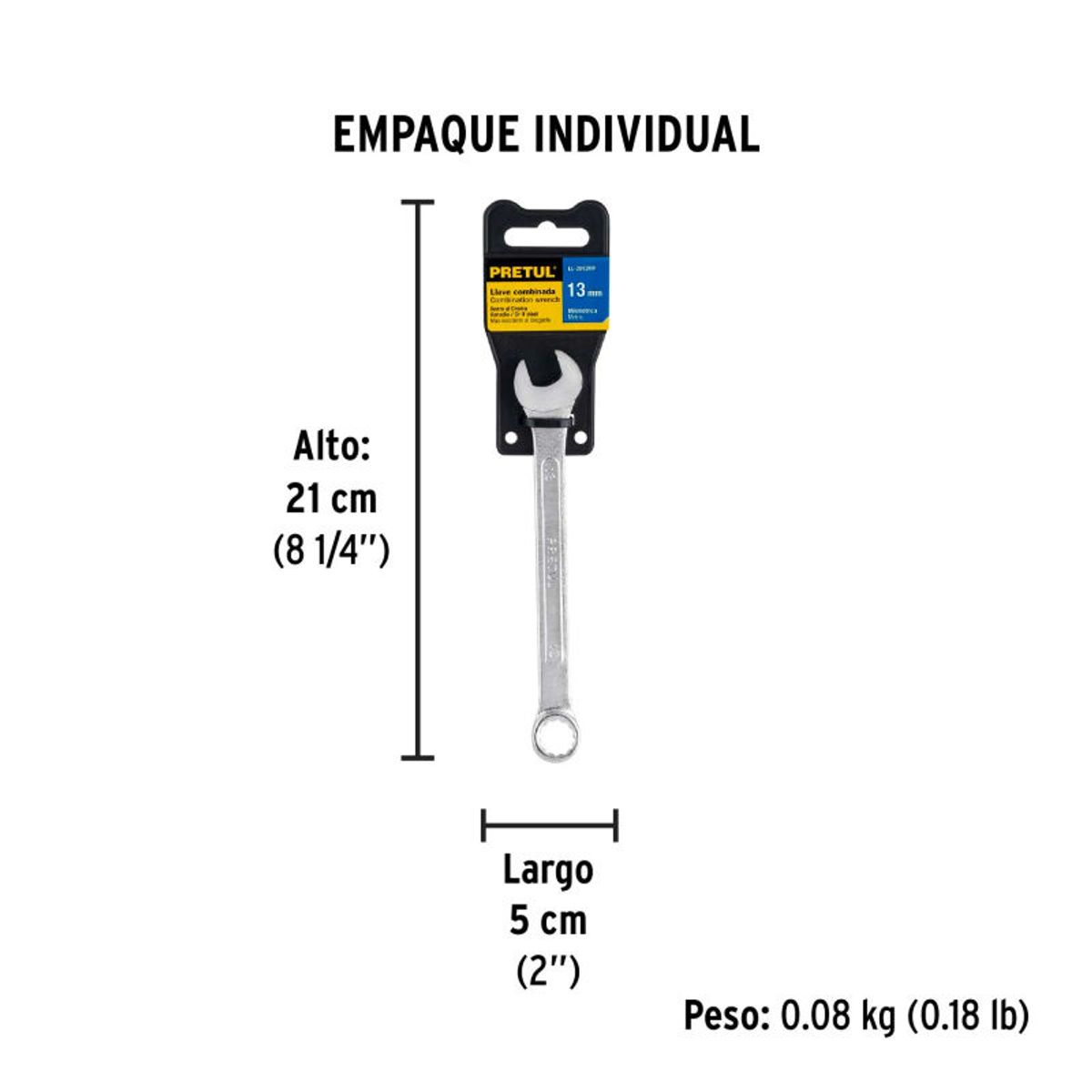 PRETUL - Llave combinada 13 mm x 170 mm de largo Pretul - 21907