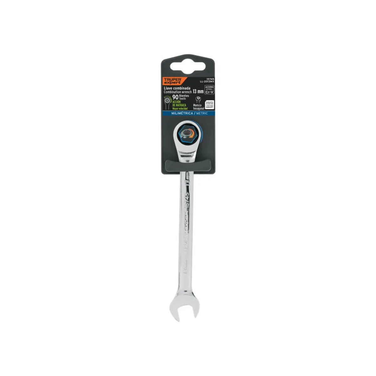 TRUPER - Llave combinada con matraca 13 mm x 174 mm largo Truper - 15745