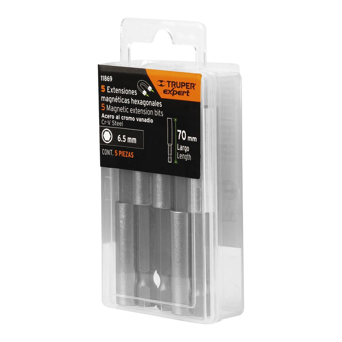 TRUPER - Estuche con 5 extensiones de 70 mm magnéticas, Truper - 11869