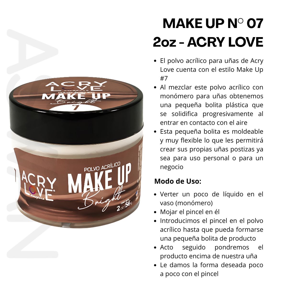 GENERICO - Pack 3 - Make Up N°07 2oz - ACRY LOVE