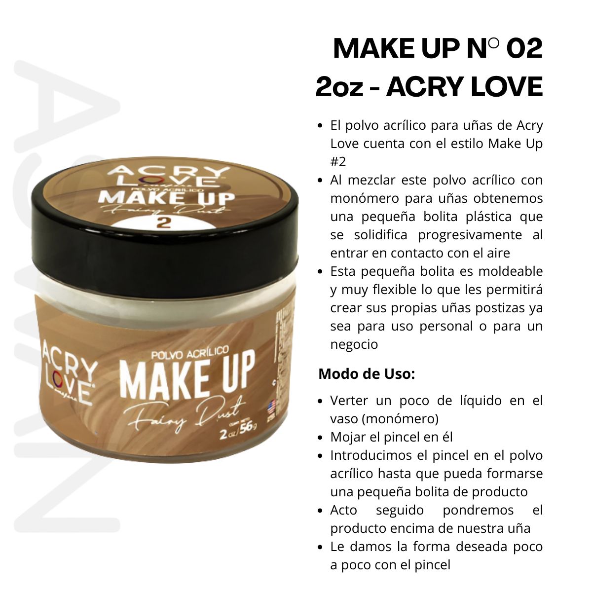 GENERICO - Pack 3 - Make Up N°02 2oz - ACRY LOVE