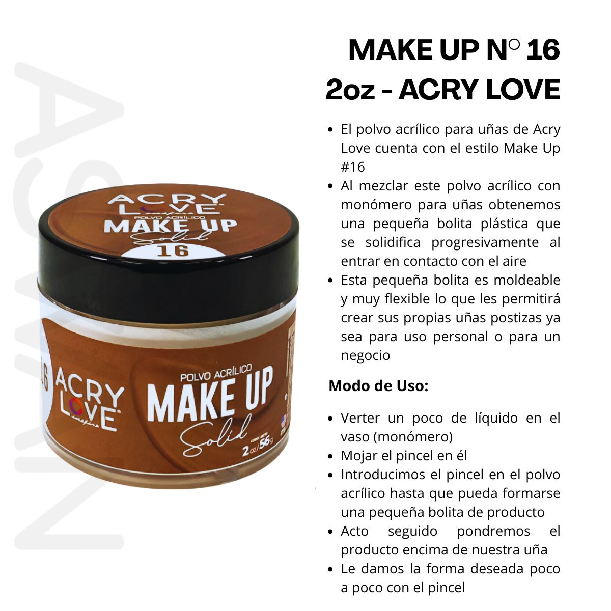 GENERICO - Pack x3 - Make Up N°16 2oz - ACRY LOVE