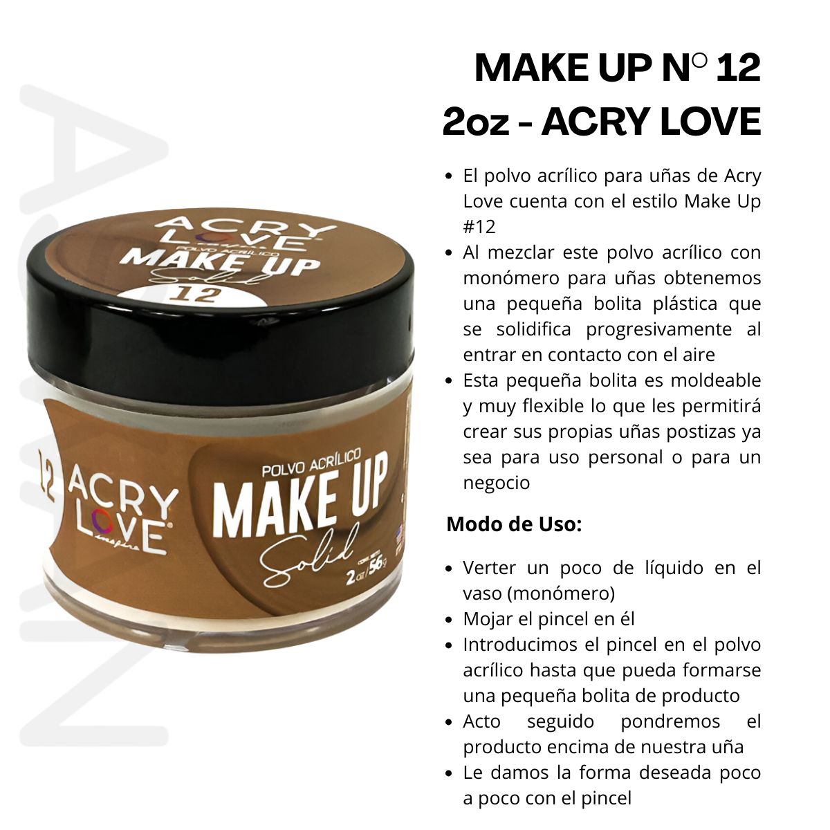 GENERICO - Pack 2 - Make Up N°12 2oz - ACRY LOVE