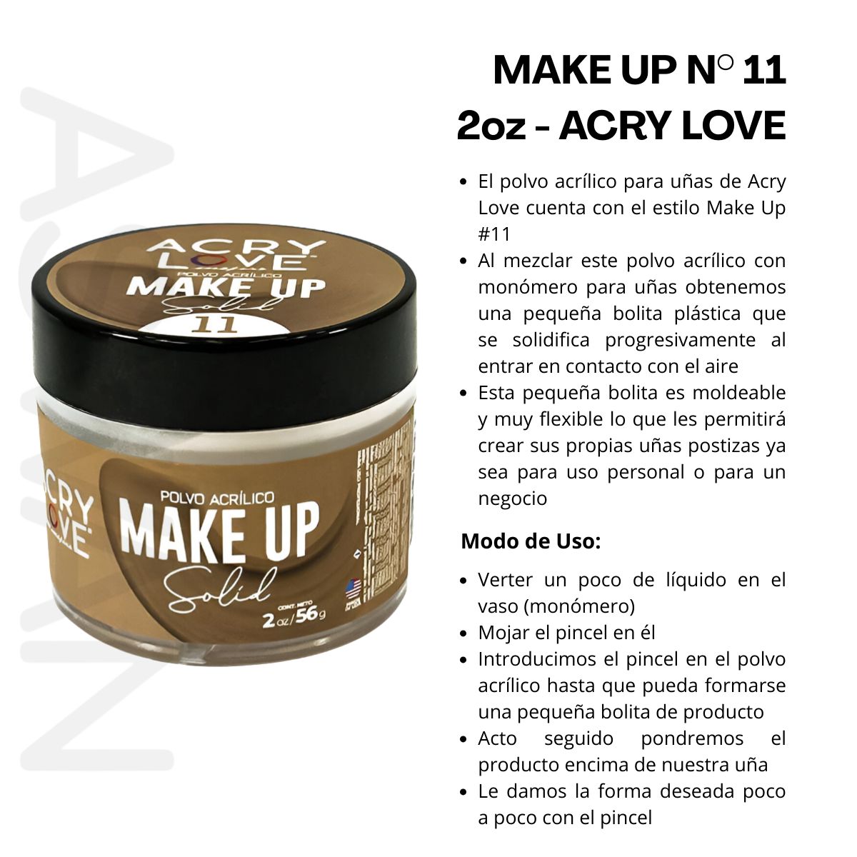 GENERICO - Pack 3 - Make Up N°11 2oz - ACRY LOVE