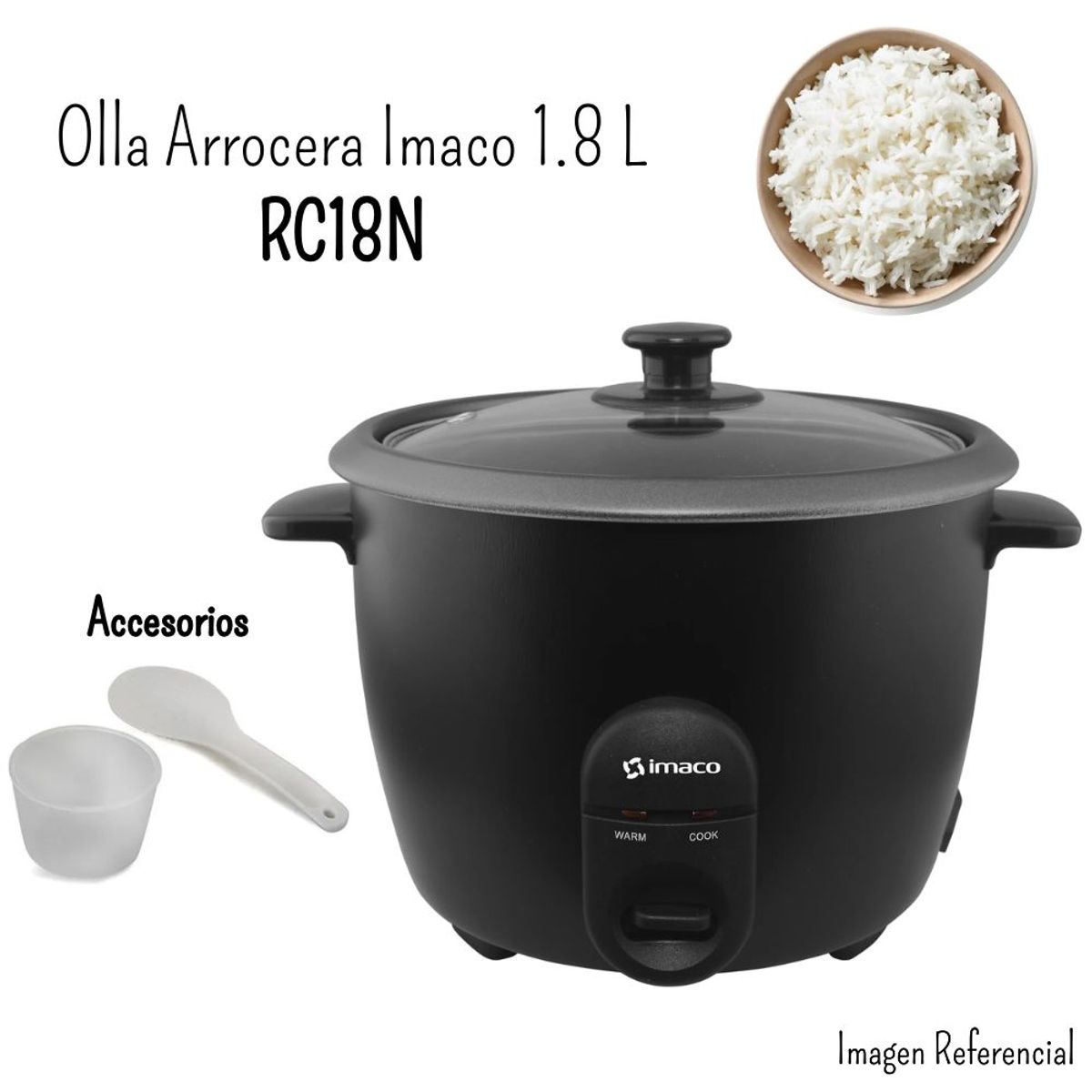IMACO - Olla Arrocera Imaco 1.8 lt NEGRO - RC18N