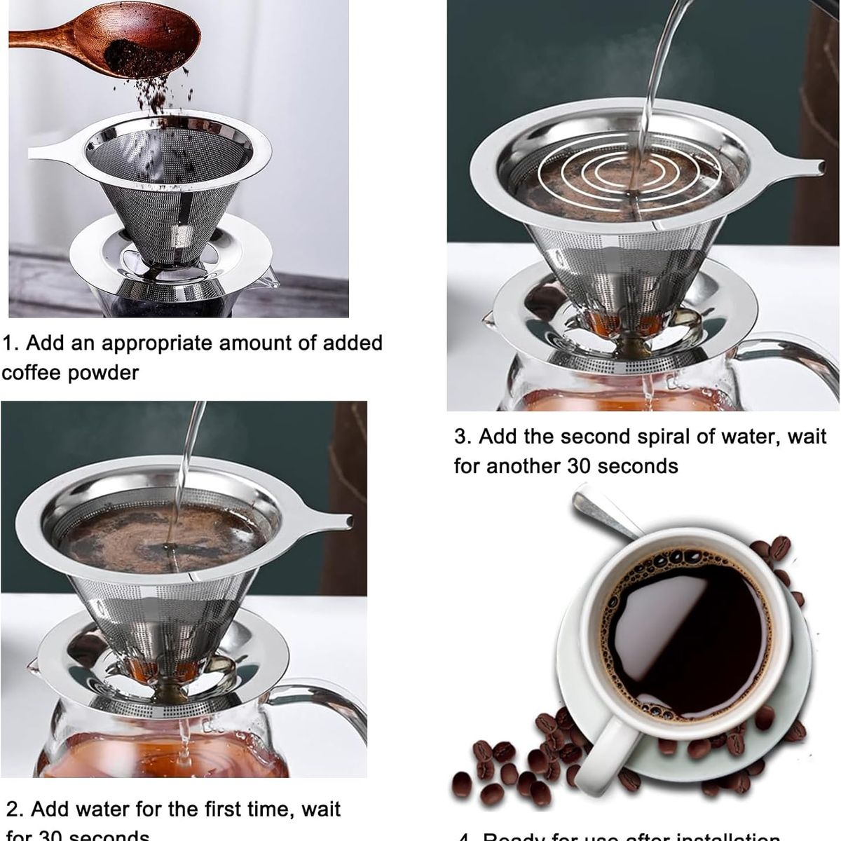 GENERICO - Dripper   v60 de acero 1 - 4 tazas