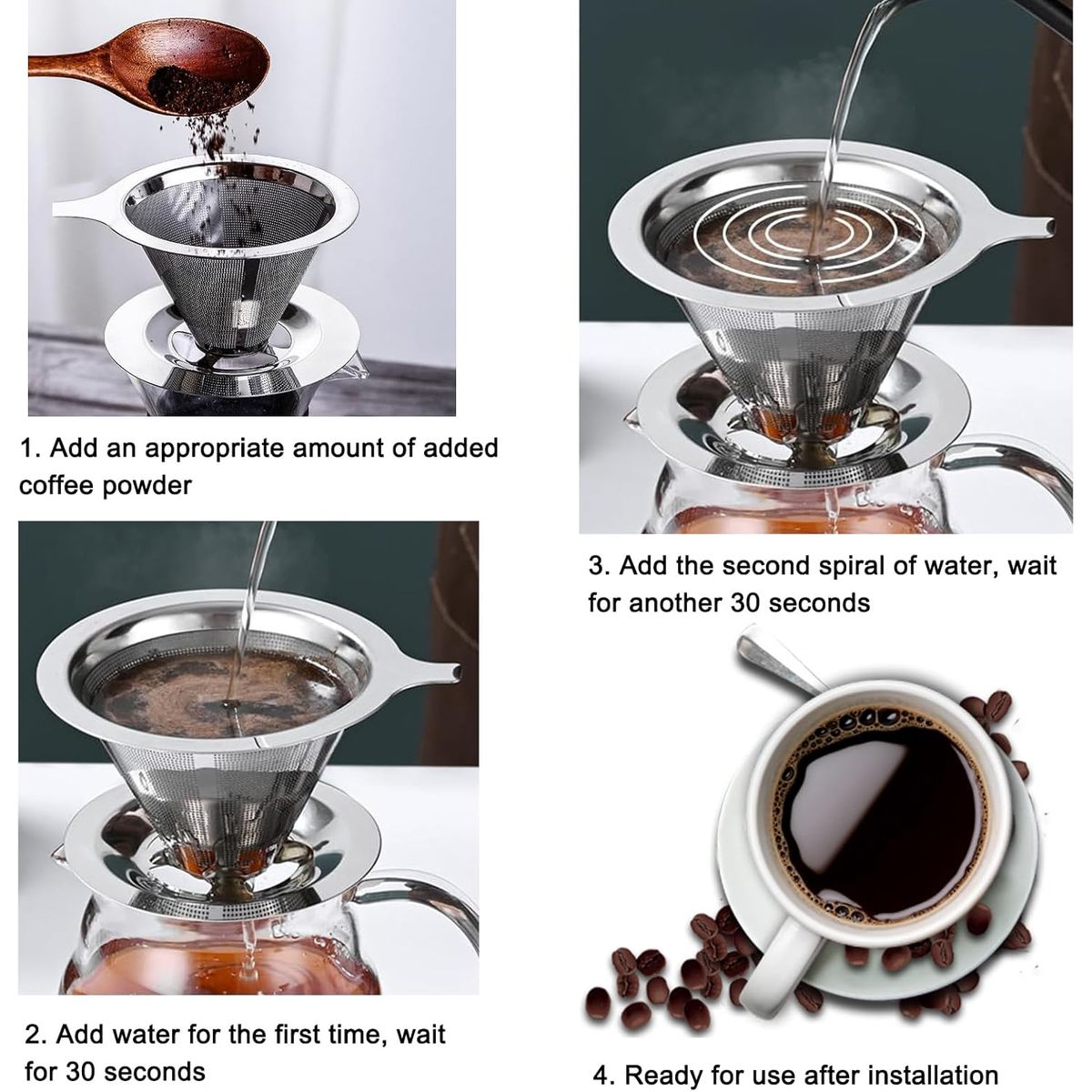 GENERICO - Dripper   v60 de acero 1 - 4 tazas