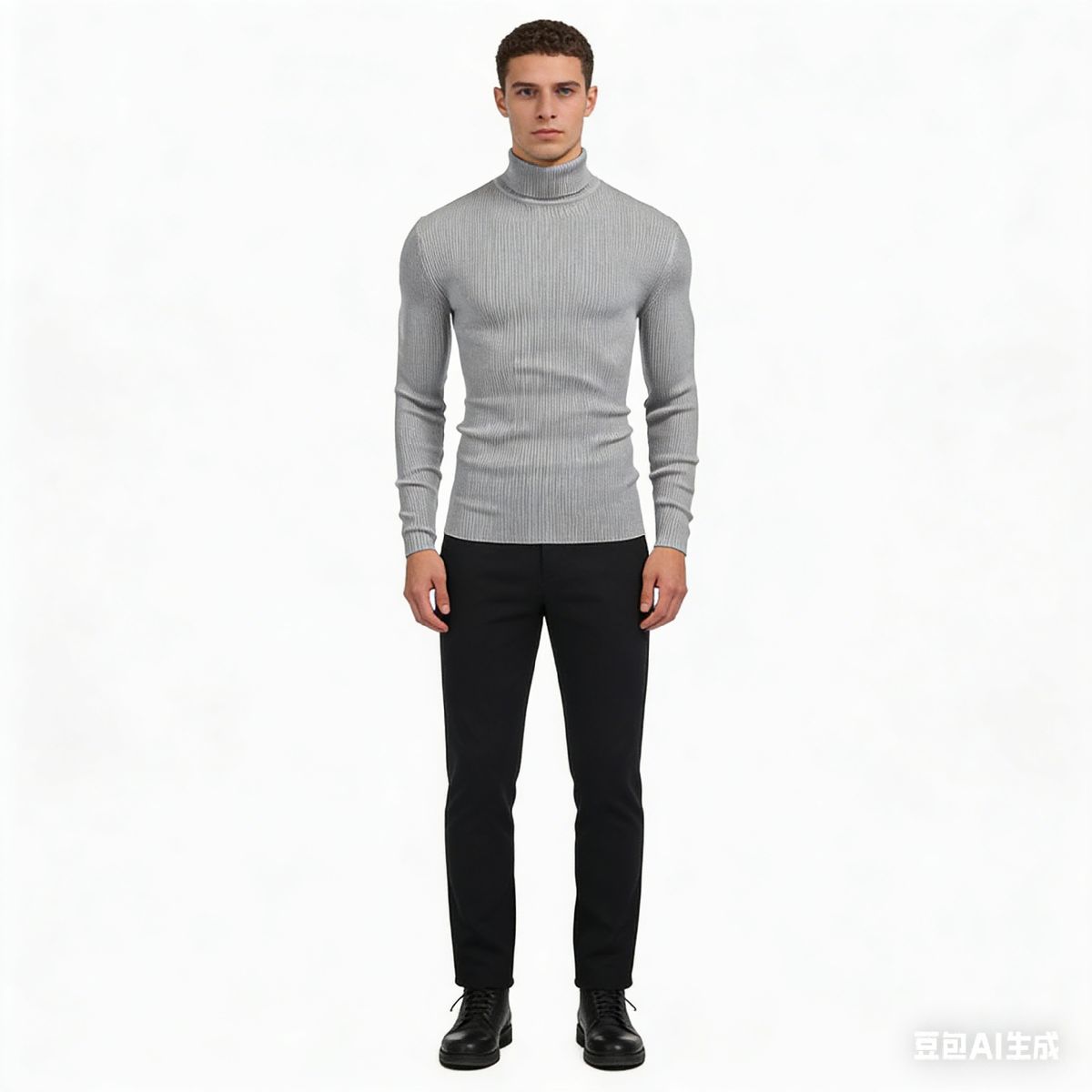 BAALATHKKO5 - Sweaters Jersey Poleron Cuello Alto Invierno Hombre - GRIS