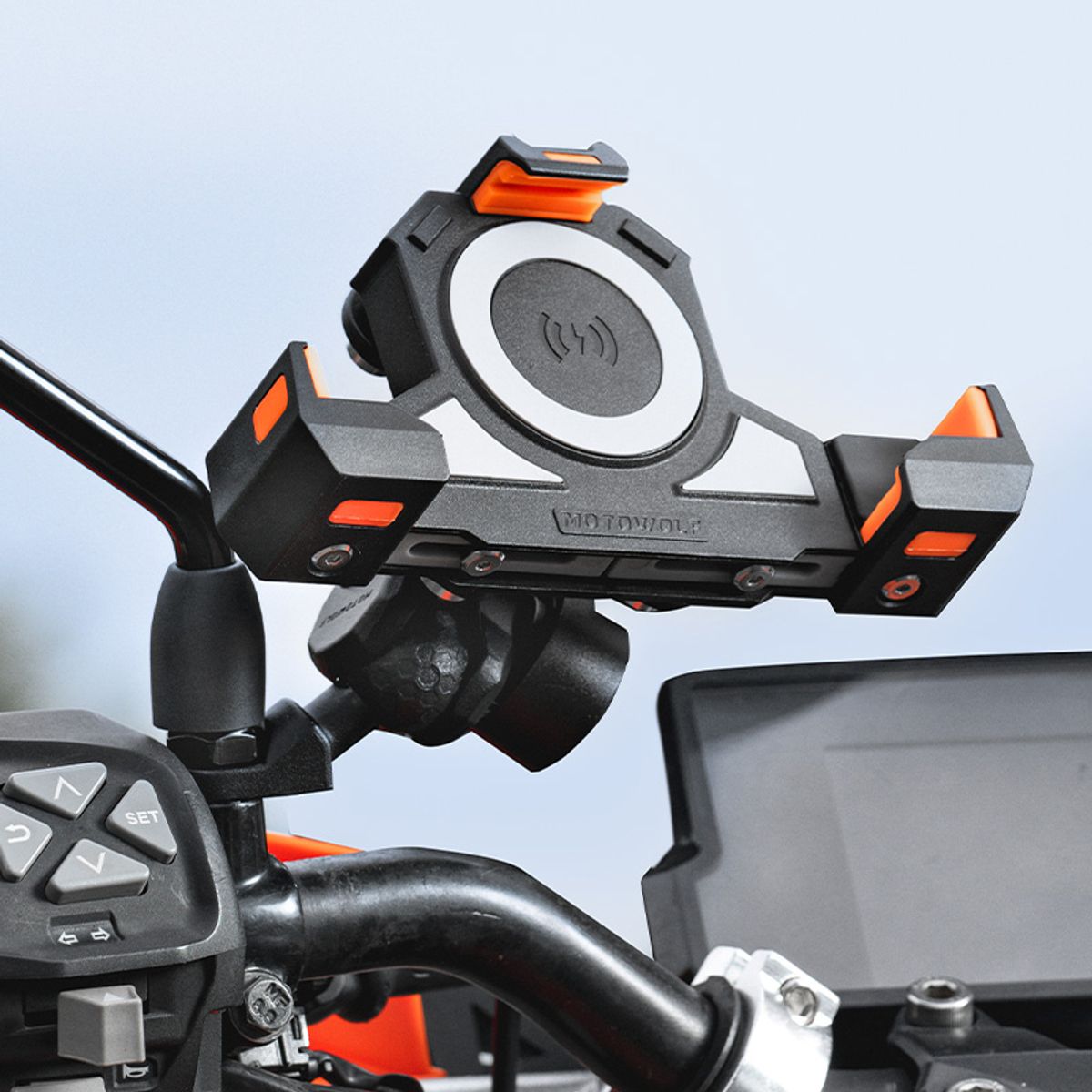 MOTOWOLF - Soporte de teléfono de motocicleta ajustable antivibración MDL2828