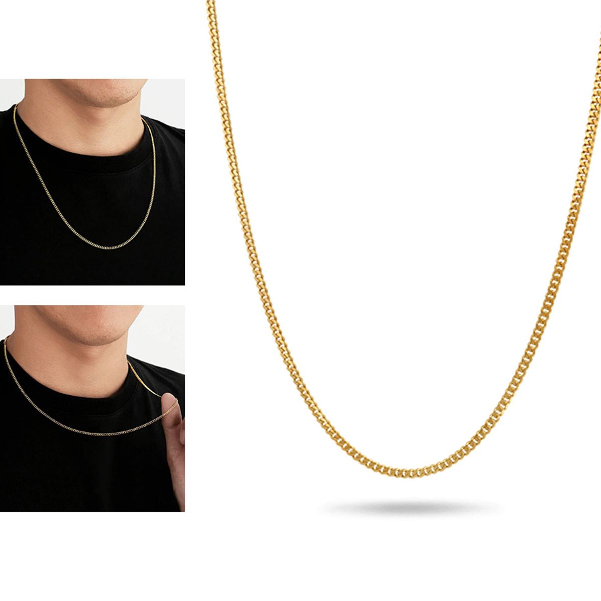 GENERICO - Cadena De Acero Inox dorado unisex Exclusivo  60 cm X 2 mm