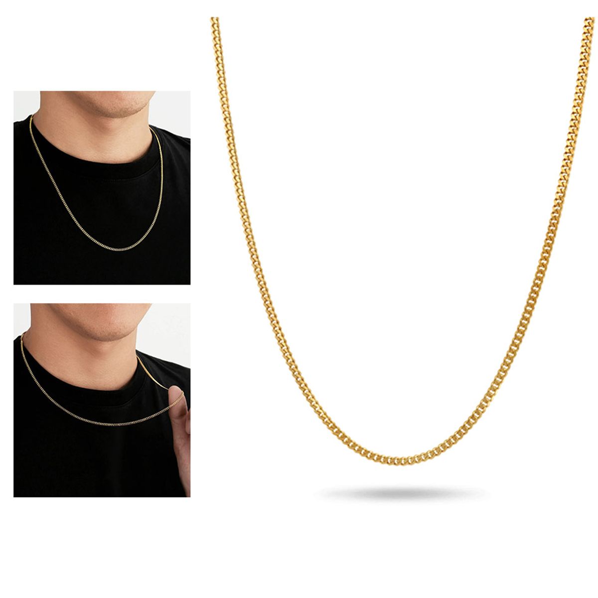 GENERICO - Cadena De Acero Inox dorado unisex Exclusivo  60 cm X 2 mm