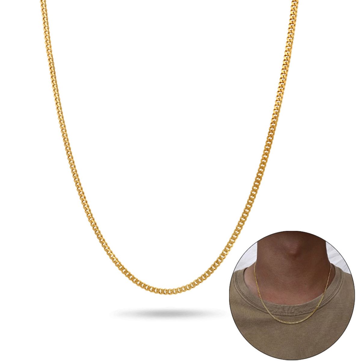 GENERICO - Cadena De Acero Inox dorado unisex Exclusivo  60 cm X 2 mm