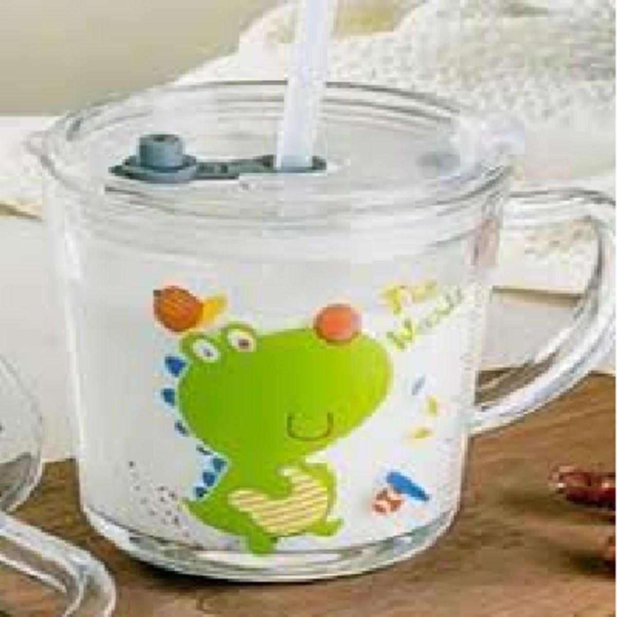 GENERICO - Taza de vidrio antiderrame con para niños de 400 ml PACK 2