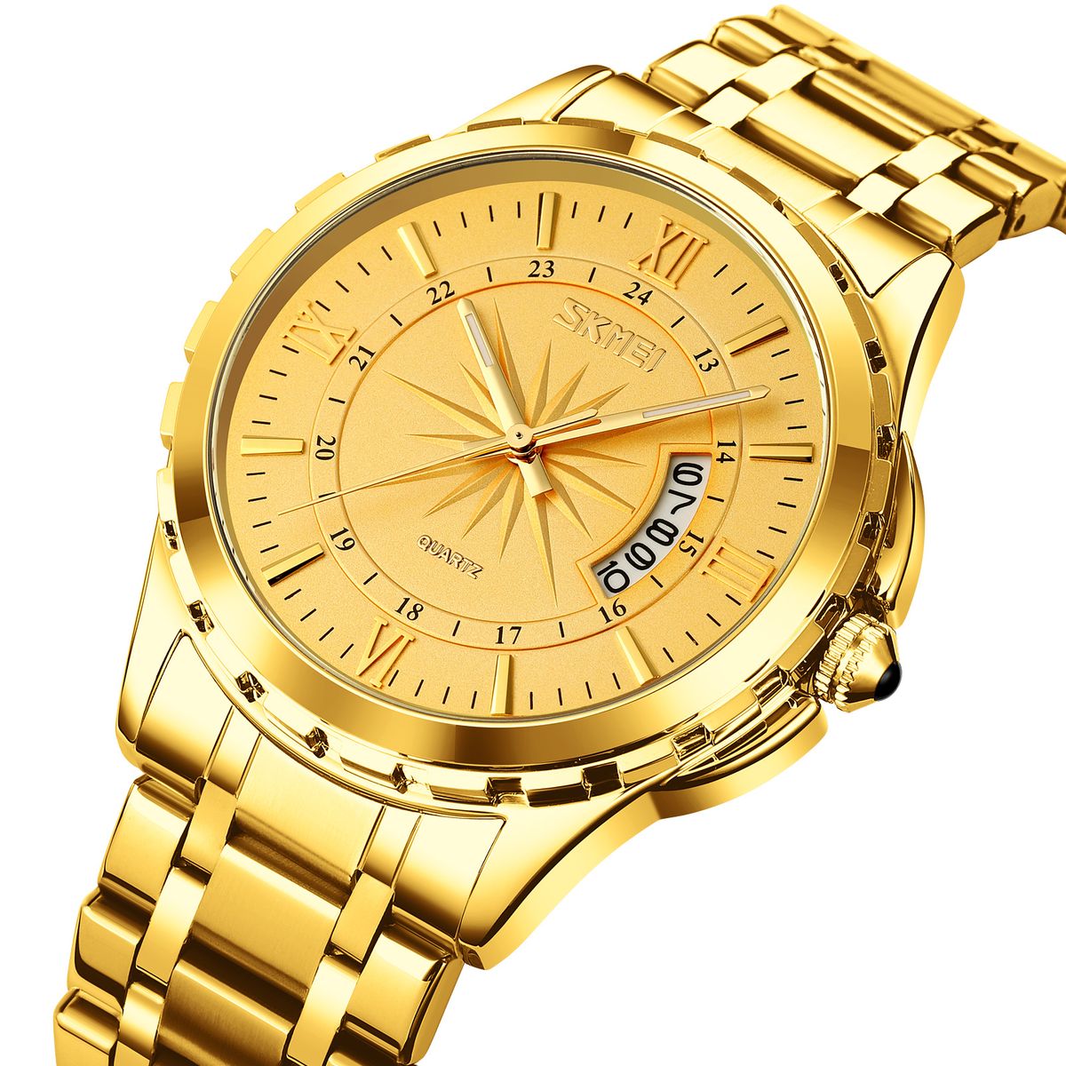 SKMEI - Reloj Skmei 9069 Plateado detalles oro rosa