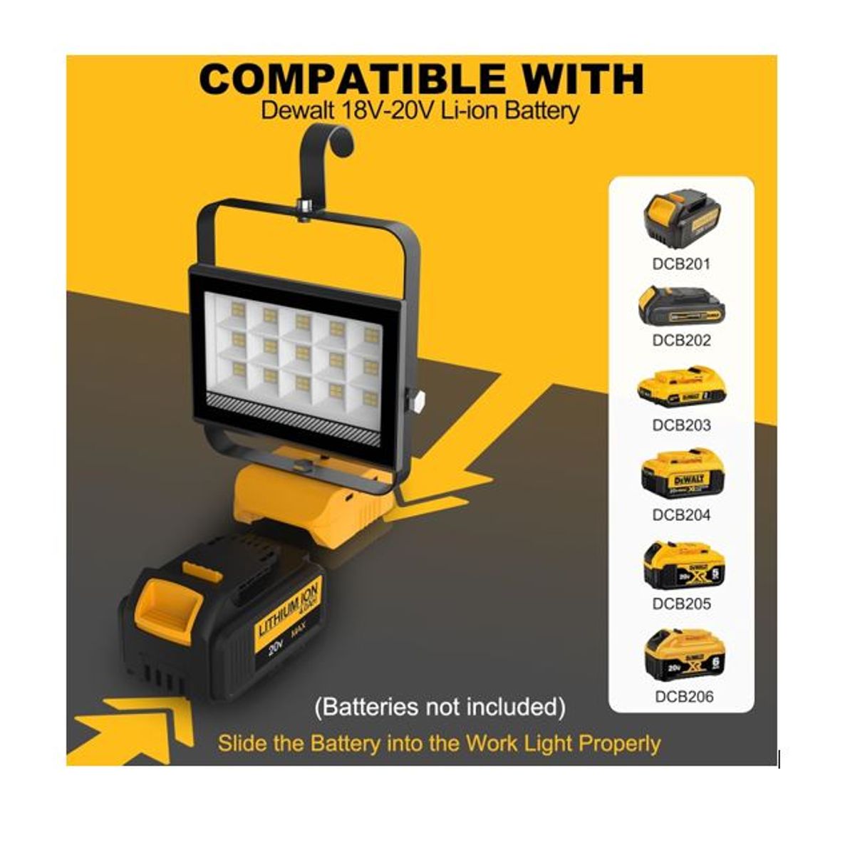DEWALT - Reflector Inalambrico de Trabajo 60W LED 4500 Lumenes para baterias Dewalt 20V con puerto USB Tipo C