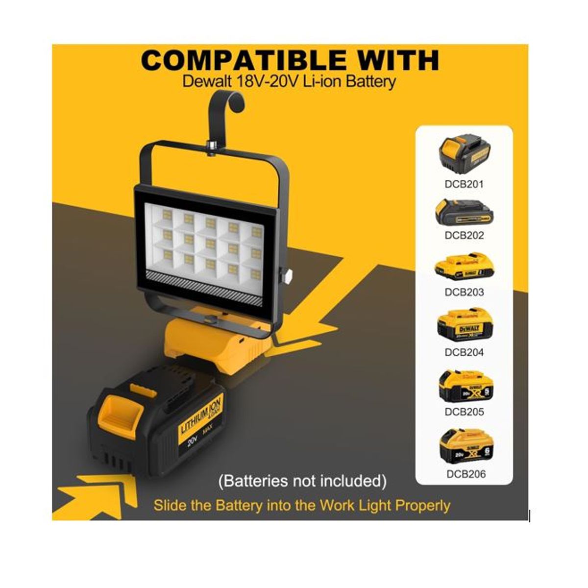 DEWALT - Reflector Inalambrico de Trabajo 60W LED 4500 Lumenes para baterias Dewalt 20V con puerto USB Tipo C