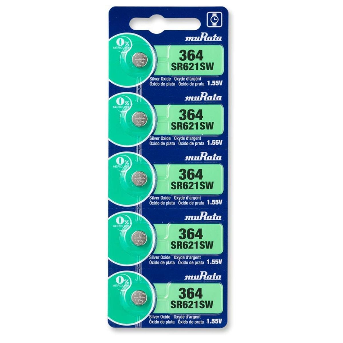 PREMIUM - PILAS Boton 364 SR621SW Alcalina MURATA X 5 UNIDADES