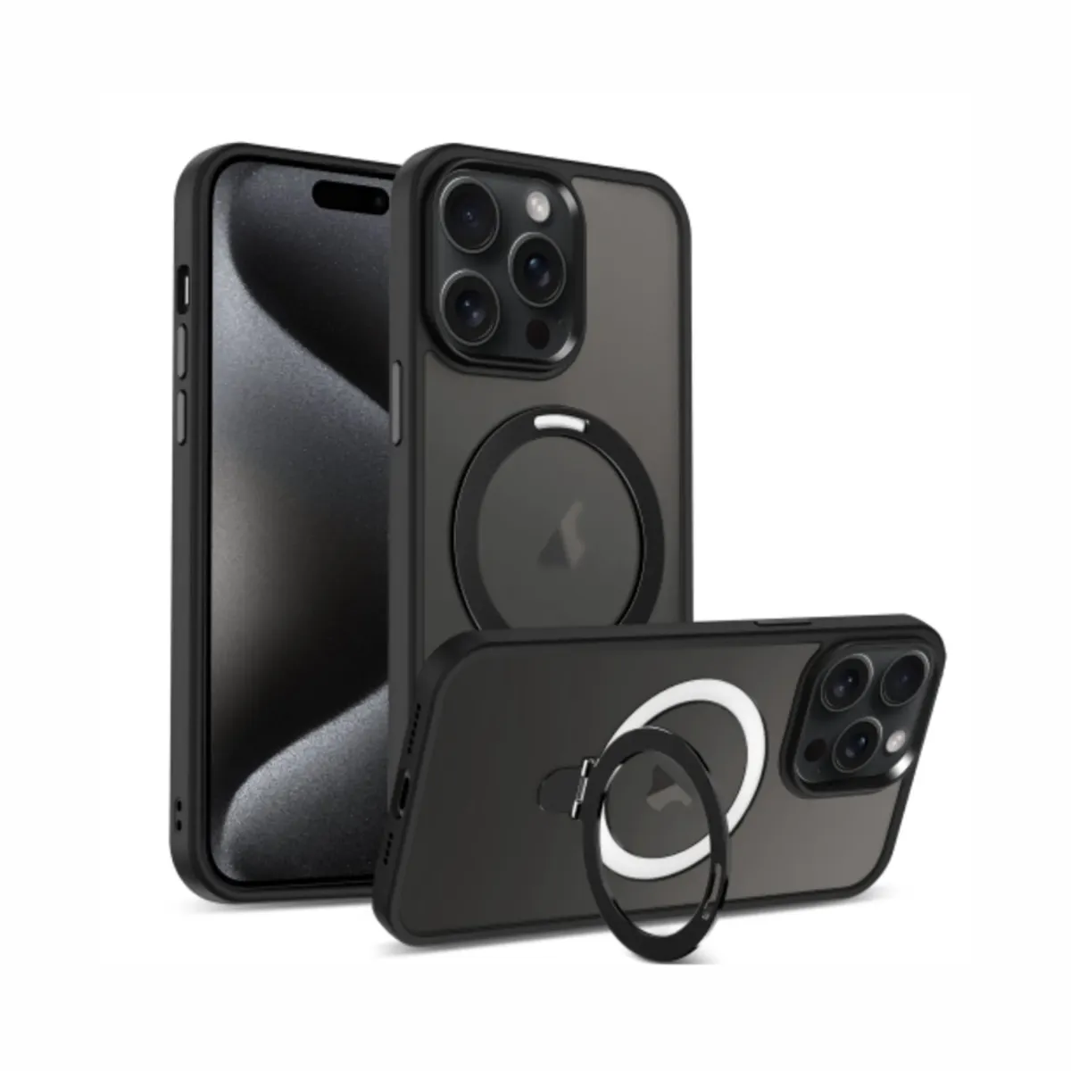 SPACE - CASE AHUMADO CON MAGSAFE PARA IPHONE 16 PRO MAX CON ANILLO - NEGRO