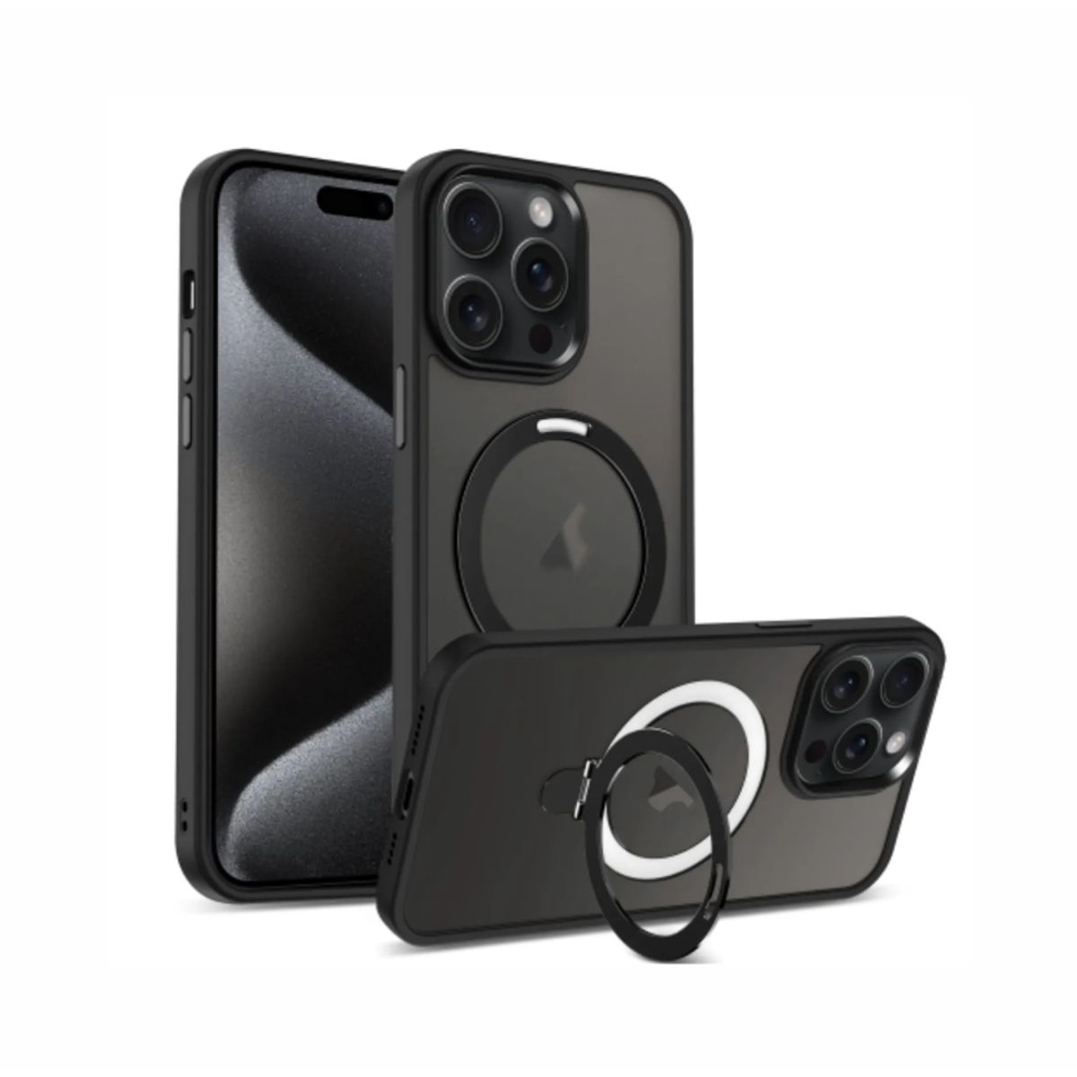 SPACE - CASE AHUMADO CON MAGSAFE PARA IPHONE 16 PRO MAX CON ANILLO - NEGRO