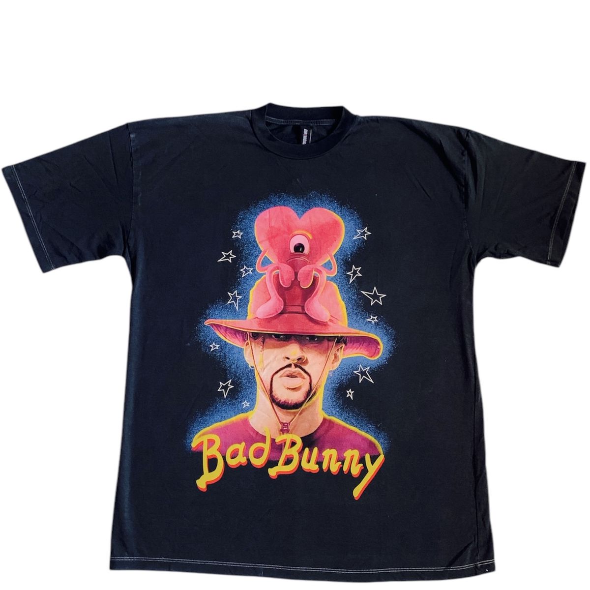 GENERICO - Polo Oversize Negro Bad Bunny Un Verano Sin Ti Talla M Estampado Doble Cara